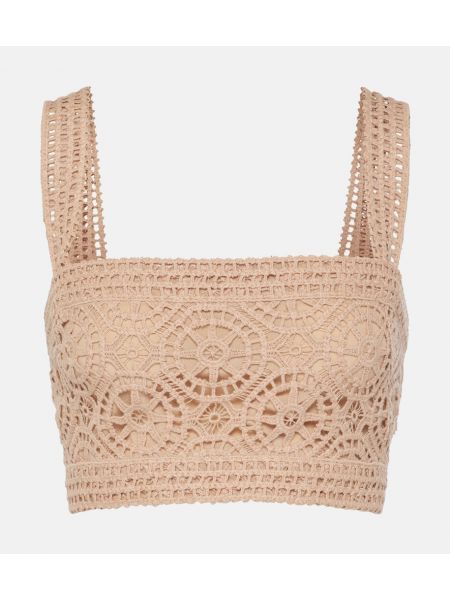 Bomuld crop top Elie Saab beige