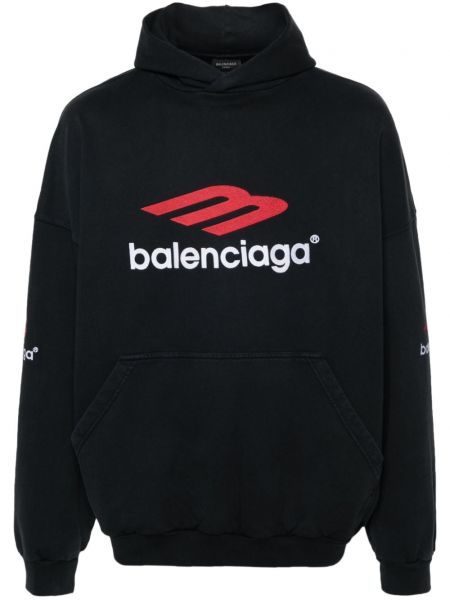 Pamut hímzett hosszú pulóver Balenciaga fekete