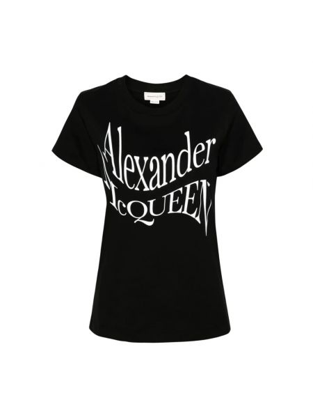 Koszulka z nadrukiem z okrągłym dekoltem Alexander Mcqueen czarna