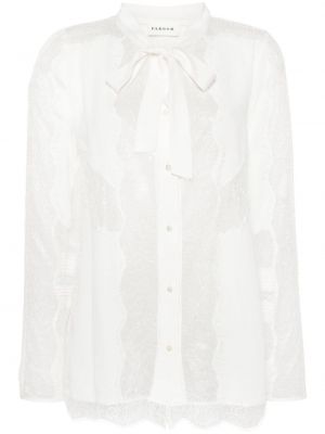 Прозрачна риза с дантела P.a.r.o.s.h. бяло