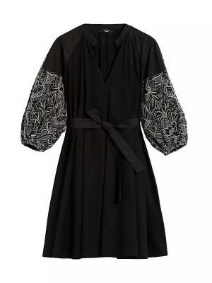 Платье мини с вышивкой Weekend Max Mara черное