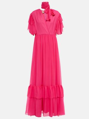 Jedwabne sukienka midi eleganckie Gucci - różowy