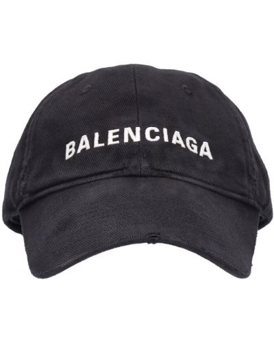 Bombažna kapa s šiltom z vezenjem Balenciaga črna
