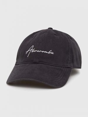 Памучна шапка с козирки с апликация Abercrombie & Fitch сиво