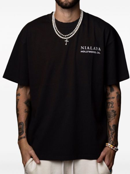 Raštuotas marškinėliai Nialaya Jewelry juoda