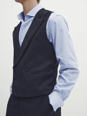 Шерстяной костюмный жилет Massimo Dutti синий
