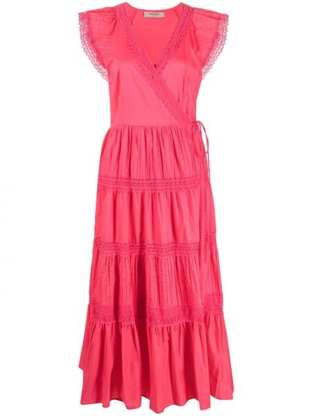 Кружевное ажурное платье на шнуровке Twinset, розовое