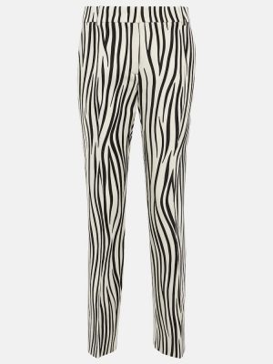 Вълнени прав панталон с принт с принт зебра Valentino бяло