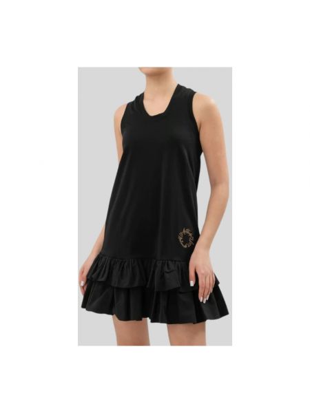 Mini vestido sin mangas de algodón de cuello redondo Twinset negro