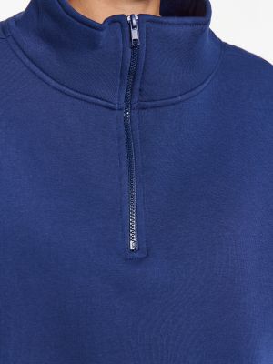 Πλεκτός φούτερ fleece με όρθιο γιακά Trendyol μπλε
