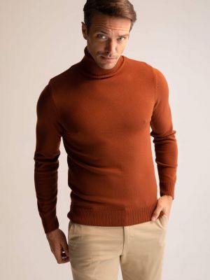 Slim fit džemperis ar augstu apkakli Defacto sarkans