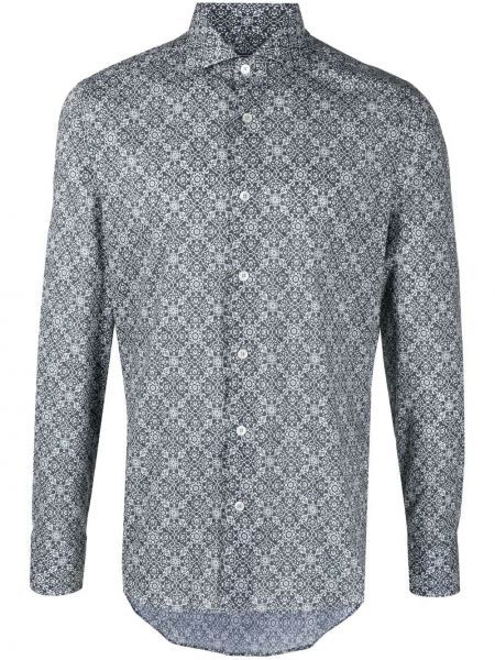 Hemd mit geknöpfter mit print mit paisleymuster Fedeli grau