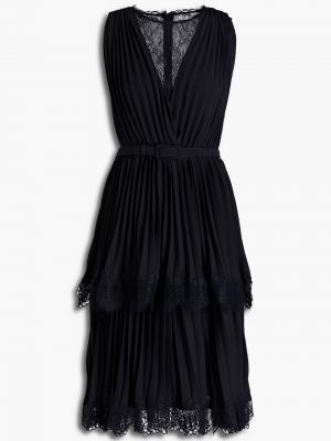 Кружевное ажурное платье из крепа Mikael Aghal, черное