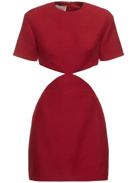 Μini φόρεμα με κομμένη πλάτη με κοντό μανίκι από κρεπ Valentino κόκκινο
