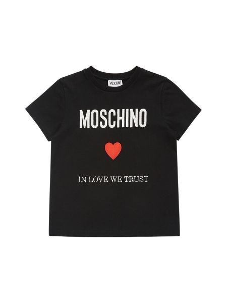 T-shirt i bomull i jersey för tjejer Moschino svart