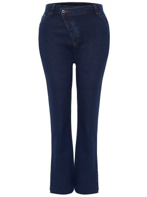 Zvonové džíny s vysokým pasem Trendyol modré