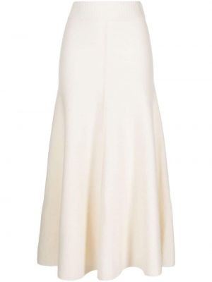 Kašmírová midi sukňa Pringle Of Scotland biela