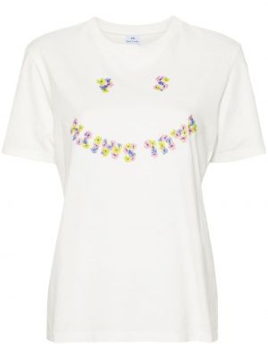 Φλοράλ βαμβακερή μπλούζα με σχέδιο Ps Paul Smith λευκό