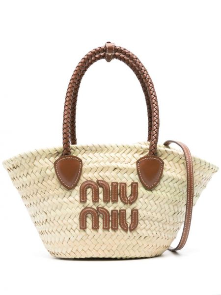 Плетени плажна чанта Miu Miu