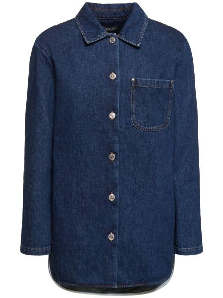 Bavlněná džínová košile A.p.c. modrá
