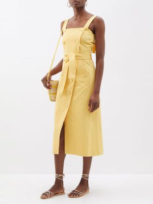 Платье миди с квадратным вырезом Altuzarra желтое