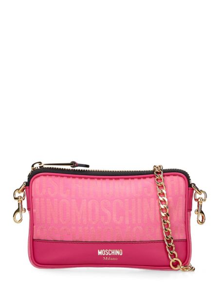 Жакардови найлонови чанта за ръка Moschino розово