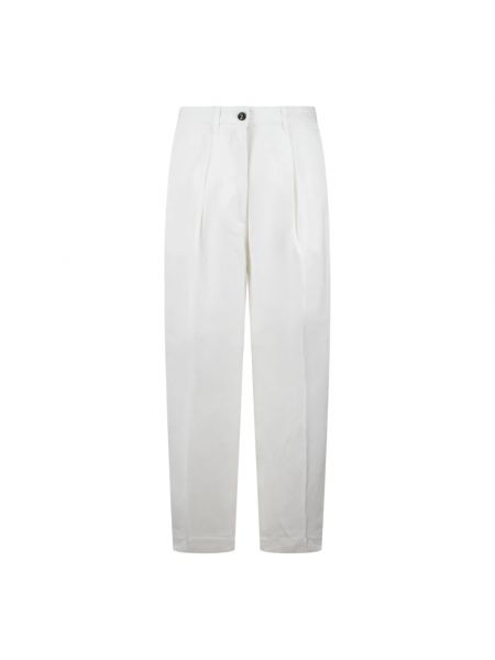 Lniane proste spodnie z wiskozy Nine In The Morning białe