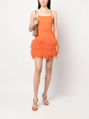 Mini suknele su plunksnomis Giuseppe Di Morabito oranžinė