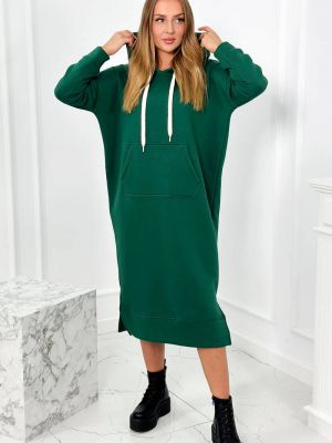 Dlouhé šaty s kapucňou Kesi zelená