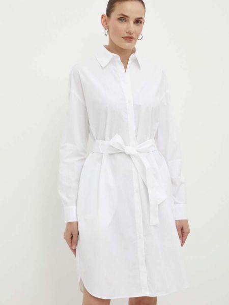 Pamučna mini haljina oversized Armani Exchange bijela
