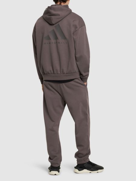 Hoodie s kapuljačom od flisa Adidas Originals smeđa