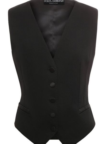 Шелковый шерстяной жилет Dolce & Gabbana черный
