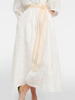 Pamučna midi haljina Loro Piana bijela
