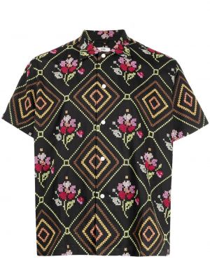 Krekls ar ziediem ar apdruku Bode melns