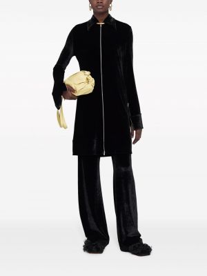 Aksamitna sukienka koszulowa na zamek Jil Sander czarna
