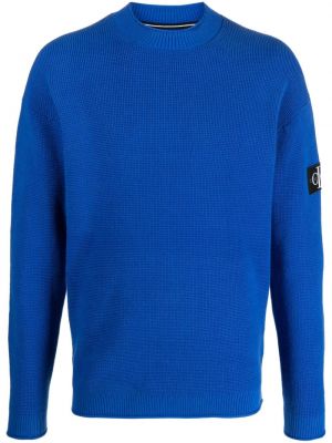 Памучен пуловер Calvin Klein синьо