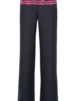 Шелковые брюки с вышивкой Figue синие