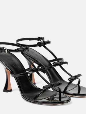 Lakované kožené sandály s mašlí Giambattista Valli černé