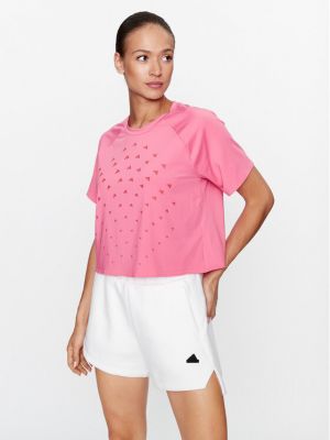Tričko s potiskem relaxed fit Adidas růžové