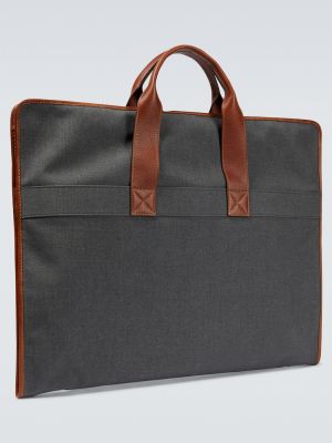 Kožená cestovná taška Brunello Cucinelli sivá