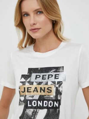 Тениска Pepe Jeans бежово