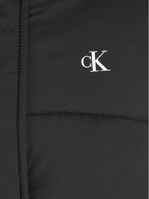 Пухено дънково яке Calvin Klein Jeans черно