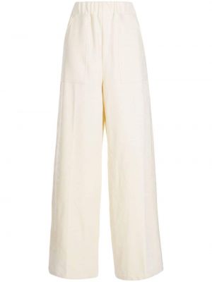 Žametne hlače iz rebrastega žameta System bela