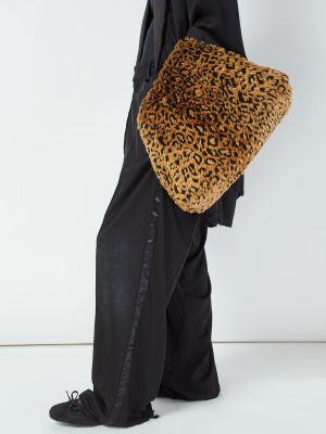 Listová kabelka s kožušinou Balenciaga hnedá