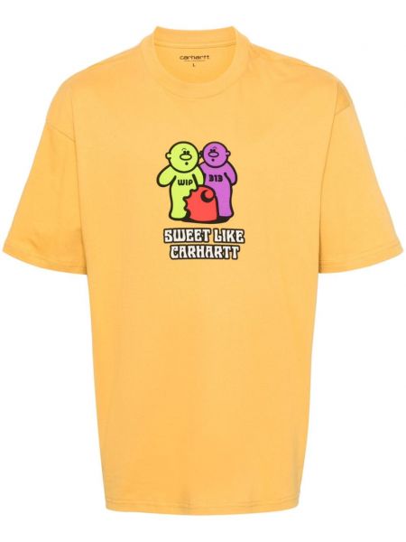 Bombažna majica s potiskom Carhartt Wip rumena