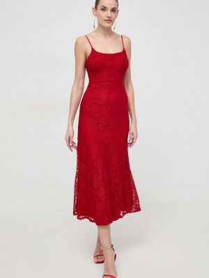 Sukienka długa dopasowana Bardot czerwona