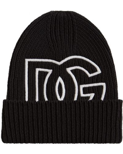 Памучна шапка бродирана Dolce & Gabbana черно