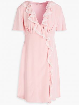 Платье мини Sherilyn из кади с кружевной отделкой и запахом ALEXACHUNG розовый