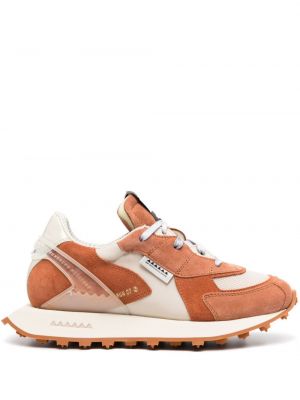 Sneakerși din piele de căprioară cu imagine Run Of portocaliu