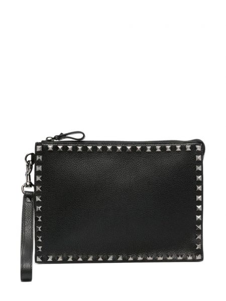 Usnjena pisemska torbica Valentino Garavani črna